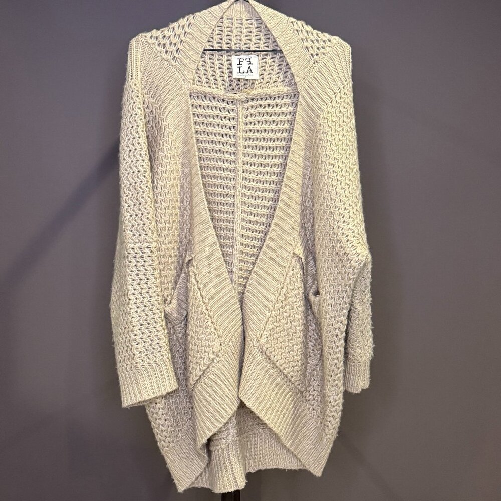 PPLA Chunky Oversized Cocoon Cardigan - Tan - S